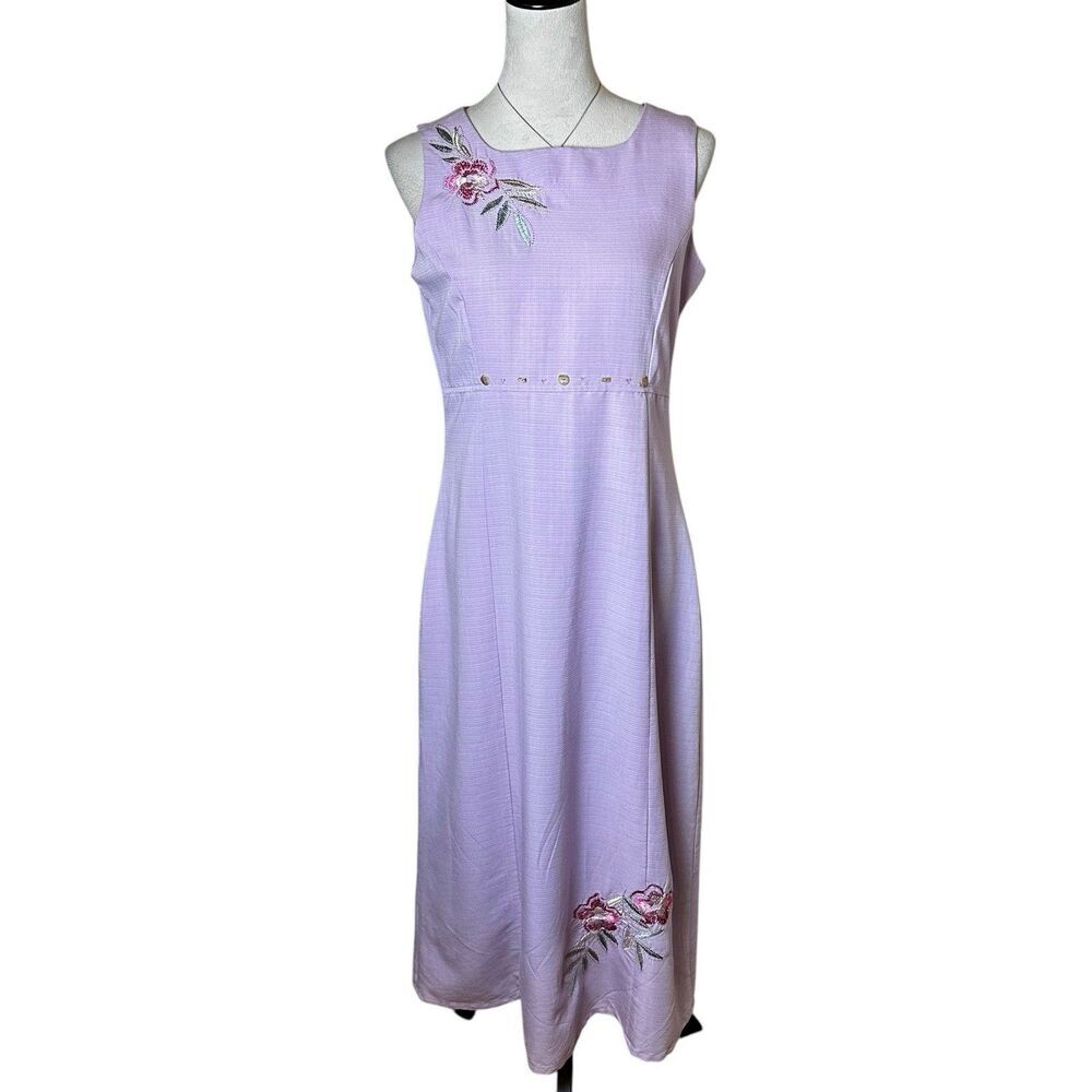 Vintage CLC Pastel Lavender Purple Floral Embroidered Beaded Relaxed‎ Maxi Dress
